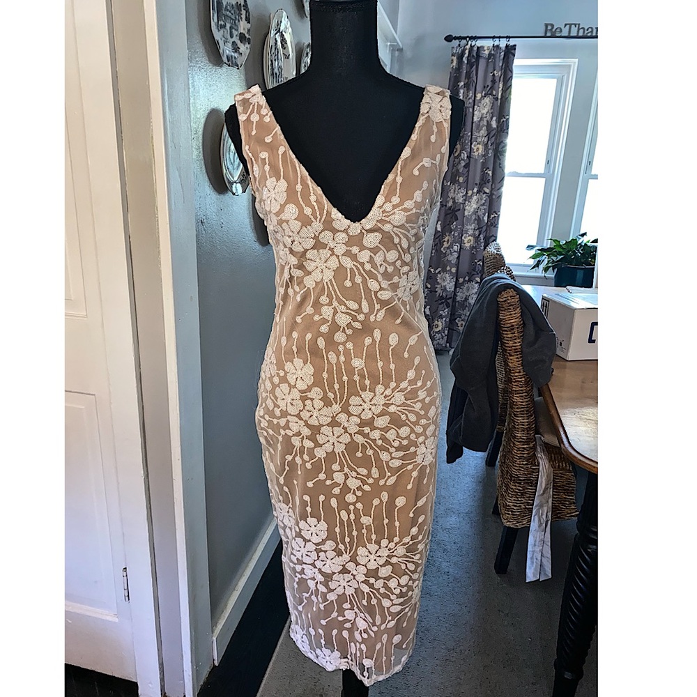 Tan and white dress